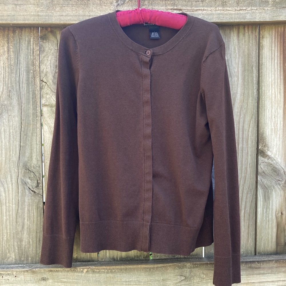Madison Studio brown silk blend cardigan